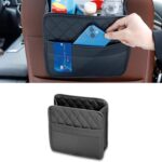 Car Seat Back Hanging Bag, PU Leather Automotive Seat Back Organizer, Multipurpose Vehicle Travel Essentials Accessories for Kids & Adults, Universal for Most Cars (Black)