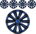 AUTOWIKI 15-Inch Wheel Rim Covers Universal, Hubs Cap Snap on Car Truck SUV ABS Plastic OEM Replacement Fashion Design- R15 Wheel Rim Covers Set of 4 Black Lacquer&Blue Lacquer