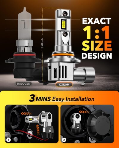 OXILAM New 9005 9006 LED Bulb Combo, HB-3 HB-4 90000LM 10X Ultra-Brightness, 3 Min Quick Installation, 60000H Longer Lifespan Driving Light, IP68 Waterproof, No Flicker, 99% Compatibility, 4PCS - Image 6