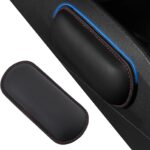 Car Center Console Knee Leg Elbow Cushion Pad, Soft Leather Door Armrest Foot Care Thigh Support Comfort Pillow, Auto Interior Accessories for Knee Pain Relief (Black/Red)