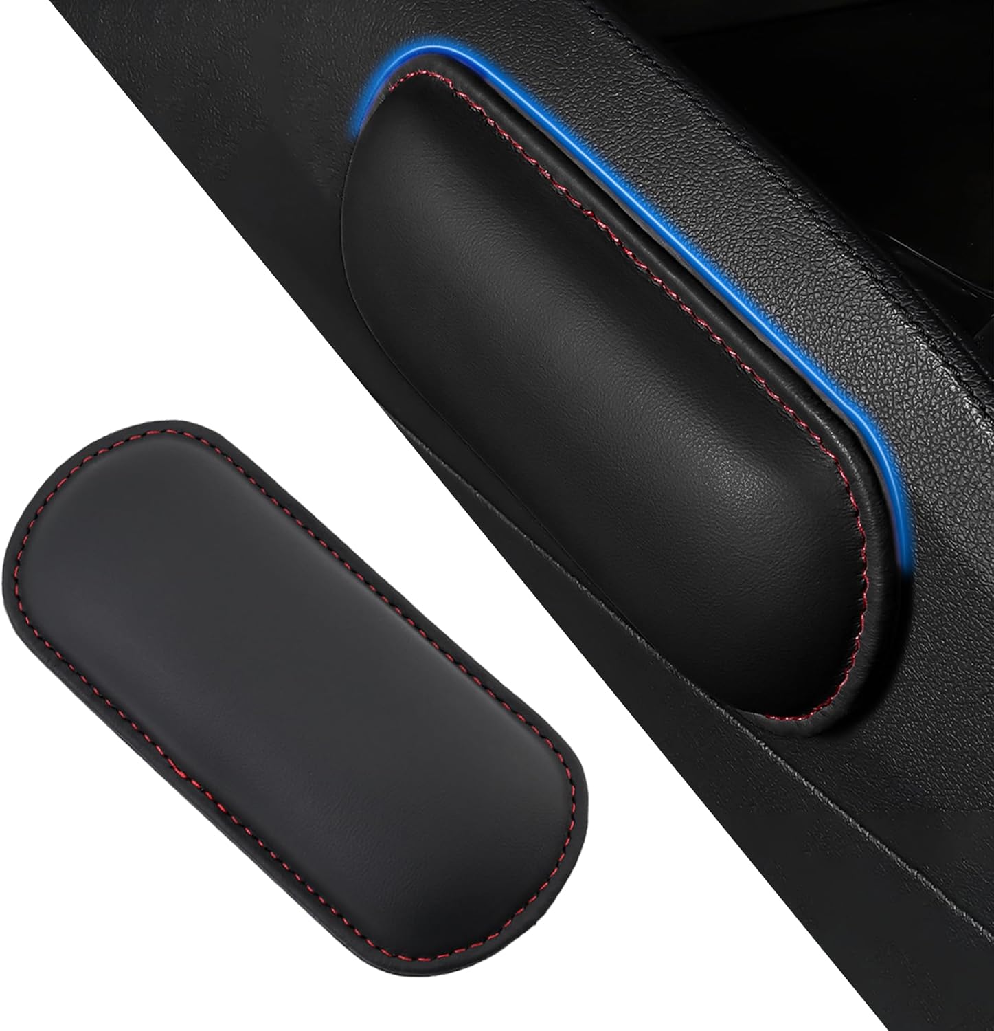 71m5HGneDnL._AC_SL1500_.jpg Car Center Console Knee Leg Elbow Cushion Pad, Soft Leather Door Armrest Foot Care Thigh Support Comfort Pillow, Auto Interior Accessories for Knee Pain Relief (Black/Red) - Image 1
