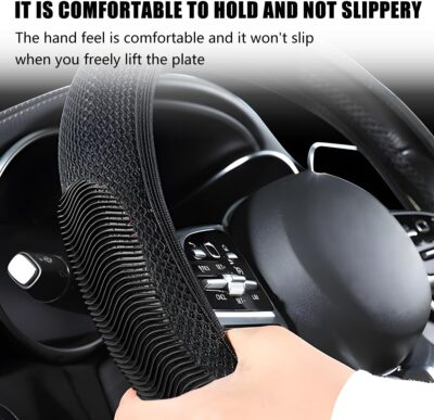Elastic Stretch Car Steering Wheel Cover, Breathable No Inner Ring Vehicle Steering Wheel Protector, 15 Inch Ice Silk Anti Slip Automotive Accessories, Universal Fit (Black) - Image 3