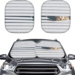 Coldinair Funny Cat Print Auto Windshield Sun Shade,2-Piece Foldable Car Front Window Sunshade Universal Fit for Most Cars,Sedans,SUVs,Trucks