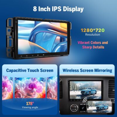 EononGMX7A 4G+64G Android 14 Car Stereo Compatible with,GMC/Chevy/Buick Wireless CarPlay & Android Auto, 8 Inch Touchscreen Car Radio, SWC, Bluetooth, Navigation, Rear Camera (GMX7 Upgraded) - Image 5