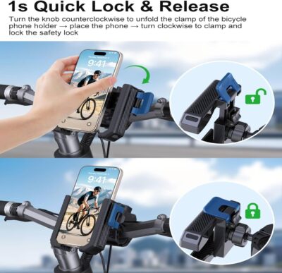 Vitog Motorcycle Bike Phone Holder with Waterproof Pouch, 360° Rotatable Clip, No Camera Blocking, Rainproof Protection, Bike Phone Mount with Stable Grip, Universal Fit for Motorcycle/Scooter/ATV - Image 5