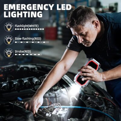 Jump Starter with Air Compressor, 5000A Peak Car Battery Jump Starter(9.0 Gas/8.0L Diesel), 160PSI 12V Jump Box Car Battery Jumper Starter Portable with Smart Jumper Cables, LED Lights, LCD Display - Image 5