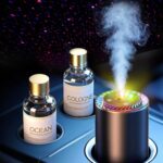 Smart Car Air Freshener with Star Light & 100ml Diffusers Oil Refills, Auto On/Off Aroma Diffuser, 3 Adjustable Mist Modes Rechargeable Aromatizante para Carro - Car Diffuser（Cologne+Ocean）