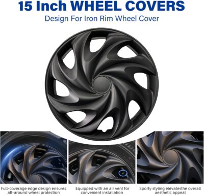 15 inch Wheel Covers Set of 4 15" Hubcaps for Iron Rim car hubcaps hub caps for for Toyota Camry Nissan Mazda 4PCS Wheel Covers (#G Style, 15 Inch) - Image 3