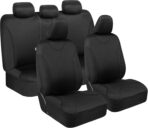 BDK Black Car Seat Covers Full Set - Universal Fit Matching Set Seat Covers for Trucks & Car Seat Protector for SUV - Front Seats, Rear Back Bench, & Headrest Seat Covers for Cars Interior Covers