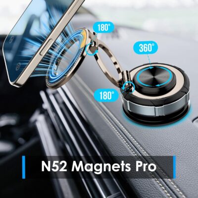 Magnetic Car Phone Holder for Mag-Safe [108+LBS Suction & 3200gf Magnetic] 360° Adjustable Ultra Suction Cup Phone Holders for Your Car/Gym/Mirror, Car Mount for iPhone & Android - Image 4