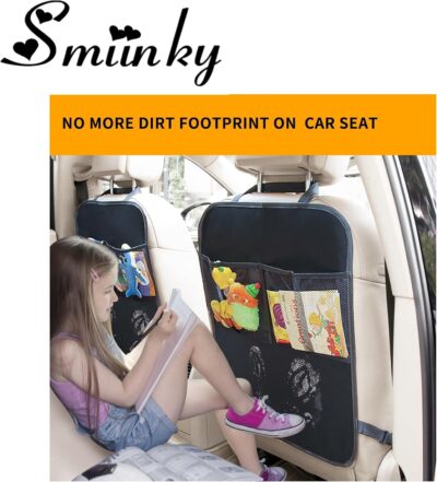 Kick Mats with Organizer - 2 Pack Backseat Protector Seat Covers for Your Car, SUV, Minivan or Truck Seats - Vehicle Back Seat Kids Safety Accessories - Universal Fit Automotive Interior Protectors - Image 3
