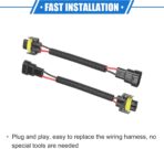 2 Pcs 9005 9006 Male to H8 H9 H11 Female Extension Wire Harness Headlight Fog Lamp Bulb Socket Adapter, Universal for Car Truck Durable Plastic Black - Image 7