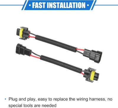 2 Pcs 9005 9006 Male to H8 H9 H11 Female Extension Wire Harness Headlight Fog Lamp Bulb Socket Adapter, Universal for Car Truck Durable Plastic Black - Image 7