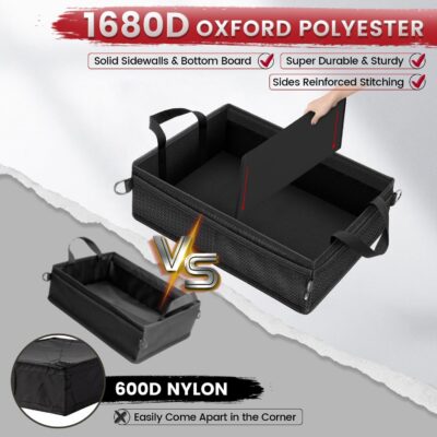 Under Seat Truck Organizer Storage Box with Removable Divider & 4 Storage Mesh Bag,Collapsible Trunk Organizer for Car, SUV, Truck, or Van(Full Size Trucks) - Image 2