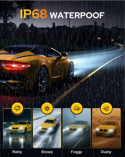 FAHREN H13/9008 Light Bulbs, 6500K Cool White, 50000LM High Brightness, 32 CSP Chips, 1:1 Halogen Size, IP68 Waterproof Fog Light, Long Lifespan, Plug and Play,Pack of 2 - Image 5