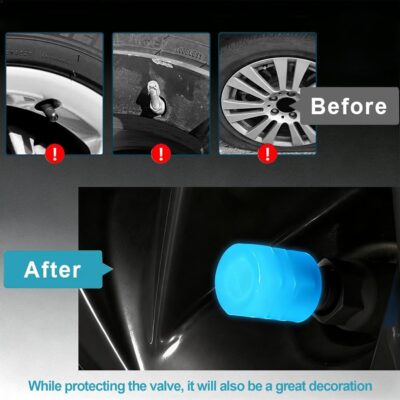 20 Pcs Glow in The Dark Tire Valve Caps Fluorescent Tire Valve Stem Caps, Cool Car Present for Universal Decoration Accessories for Car SUV Bicycle Motorcycles Trucks (Blue) - Image 5