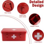 First Aid Box with Mini First Aid Kit, Metal Medicine Storage Box with Handles & Safety Lock, First Aid Organizer Waterproof Hard Shell Small Case for Travel Home Office Camping Hiking Car - Image 2