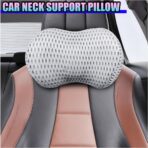 Ergonomic Memory Foam Car Neck Pillow with Adjustable Strap & Machine-Washable Cover - Long-Lasting Support for Long Drives & Office Use(Gray) - Image 3