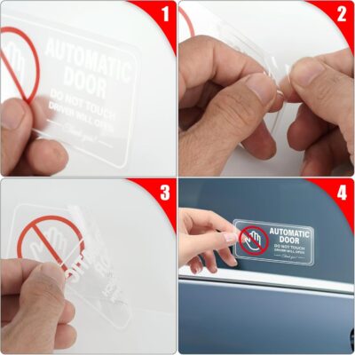 Automatic Door Car Sticker 4 × 2 Inches Vinyl Do Not Touch Driver Will Open Warning Sign Self Adhesive Removable Vehicle Taxi Decals Automatic Sliding Window Cling 10 Pack - Image 6