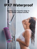 MLOVE E80 Speakers Bluetooth Wireless, Portable Bluetooth Speaker with Aux Input, Micro SD Card Slot, Bass Boost, Dual Pairing, Lights, IPX7 Waterproof, BT5.4 for Outdoor, Travel, Car, TV, 30W, Purple - Image 4