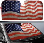 Big Ant Car Sun Shade, Windshield Sun Shade American Flag Sunshades Keep Vehicle Cool Best UV Ray Visor Protector Prevent Your Car from Sun Heat & Glare(Size: 63"X 28.5")