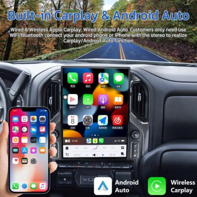 15.6 Inch Touch Screen Android Car Radio for GMC Sierra Chevrolet Silverado 2019 2020 2021 2022 2023 Head Unit Wirless Carplay GPS Navigation Screen Upgrade Multimedia Player Android Auto - Image 7