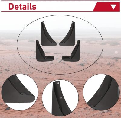 HECASA Heavy Duty Mud Flaps Guards Compatible with 2015-2023 Dodge Challenger Replacement for 82214141 82214142 Black Mud Guards Splash Molded Front & Rear 4Pcs - Image 4