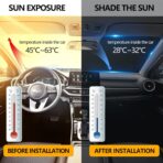 Windshield Sun Shade, car Front Windshield Sunshade with Mirror V-Cut, Foldable Front Car Sun Shield, Automotive Interior Sun Protection Fits Passenger Car, Sedans, SUV (Dazzling Laser) - Image 4