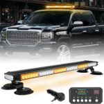 XRIDONSEN 28.4" 80 LED Roof Top Strobe Light Bar Amber White Emergency Warning Hazard Safety Double Side Traffic Advisor Lights w/Controller Magnetic Base for Plow Trucks Construction Vehicles Wrecker