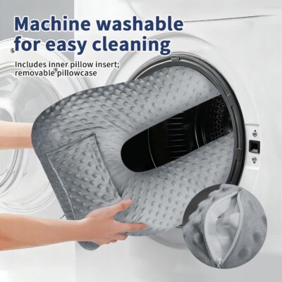 Travel Pillow for Kids & Adults, Car Pillow for Back Seat, Sleeping Support Cushion for Long Road Trips, Toddler Carseat Pillow with Removable & Washable Cover, Grey - Image 7