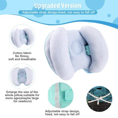 Upgraded 2 in 1 Baby Travel Pillow, Adjustable Banana Shape Baby Neck Head Support Piloow Stroller Insert Cushion for 4 Months Up Kids, Toddler, Blue - Image 3