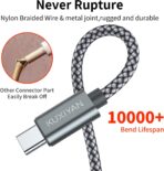 USB Type C Cable,(2-Pack 3FT) USB C Charger Cable Car Carplay Cable Nylon Braided Fast Charging Sync Cord Compatible iPhone 17 Air/16 Pro Max Samsung Galaxy S10 Plus,Google Pixel 2(Gray) - Image 5
