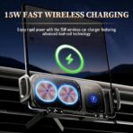 FunApricity Wireless Charging Rotating Car Mount,High Intelligent 2 in 1 Auto Rotating Phone Holder,Car Charger Fast Charging, One-Click Auto-Rotating & Clamping for Smartphone/Pad/Foldable Phone - Image 5