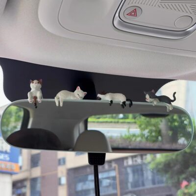 12 Pcs Cat Car Decor Dashboard Accessories, Mini Cat Figurines Cute Car Rear View Mirror Gifts, Funny Computer Monitor Desk Decorations for Women Girl - Image 7