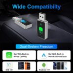 Wireless CarPlay Adapter for iPhone, 2026 Upgrade 2 in 1 Android Auto Wireless Adapter, Wired to Wireless, One-Touch Switch, Fast & Stable Connection, Plug & Play, iOS 10+ & Android 11+ - Image 9