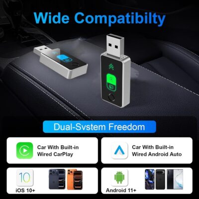 Wireless CarPlay Adapter for iPhone, 2026 Upgrade 2 in 1 Android Auto Wireless Adapter, Wired to Wireless, One-Touch Switch, Fast & Stable Connection, Plug & Play, iOS 10+ & Android 11+ - Image 9