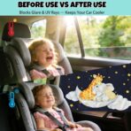 Car Window Shade for Baby, 2 Pack Double Layer with 7 Strong Magnets, Cute Giraffe & Star Design Baby Sun Shade for Car Window, Adjustable Blackout & See-Through Privacy Curtains UV Protection - Image 8