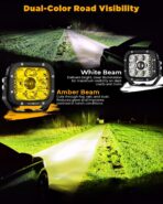 Auxbeam XP-Ultra Series 5" 110W LED Pod Lights, Hyper Spot Beam, Amber White Cube Offroad Lights, Dual Color Lens Covers, Off-Road Amber Fog Spotlight, Pair - Image 5