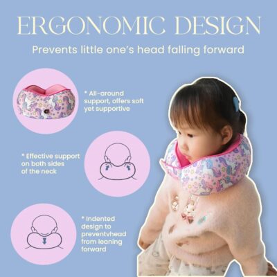 SKYTRAX® Certified Kids Safe Memory Foam Travel Neck Pillows for Kids and Toddlers, Cute Cartoon Design, Car Seat & Airplane Head Neck Support, Adjustable Snap Buttons, Washable Soft Cover (Unicorn) - Image 5