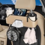 HOLDCY Car Back Seat Organizer with 2 Drink Cup Holder - Tissue Box and Storage Box Hook - Multi-functional Storage - Great for Kids and Travel (Beige) - Image 6