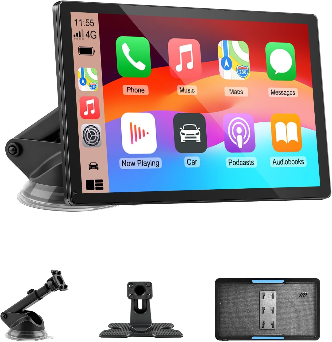 71ncPMzYHpL._AC_SL1500_.jpg CarPlay Screen for Car, 9'' Wireless CarPlay & Android Auto - Smart Portable Touchscreen with Bluetooth/FM, Mirror Link, Voice Control, GPS Navigation, Hands-Free Calling, Plug & Play Car Play Screen - Image 1