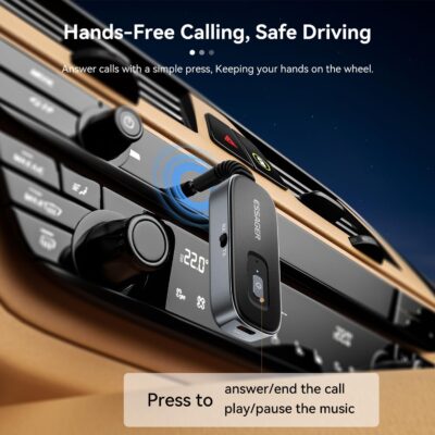 ESSAGER Bluetooth Car Adapter,Noise Cancelling 3.5mm AUX Bluetooth Receiver for Car,Wireless Audio Receiver Transmitter for Home Stereo/Wired Headphones Airplane,Gray - Image 5