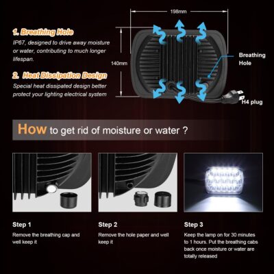 H6054 Led Headlights H4 Socket kit, 7x6 5x7 Led Headlight 6054 5054 Hi/Low Sealed Beam for S10 Blazer Jeep Xj Yj Chevy Express GMC Savana Ford Econoline E150 Nissan D21 Toyota Pickup Truck - Image 2