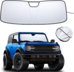 TOPINSTALL Foldable Windshield Sunshade Compatible with Ford Bronco 2/4-Door 2021-2026, Front Window Sun Protector with Storage Pouch Thicker Reflective Polyeste (Not for Sport Model)