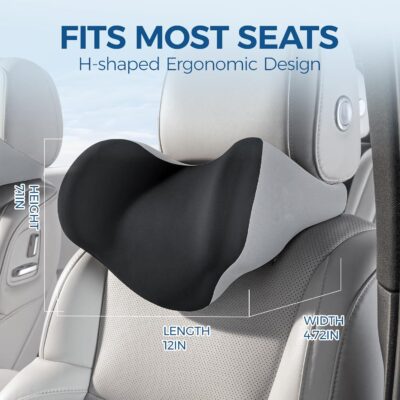 BEBAS Car Headrest Pillow, Ergonomic Neck Pillow with Memory Foam, Universal Car Head Rest Support for Driving Comfort, Breathable Removeable Seat Pillow for Pain Relief (Black, 1 Pack) - Image 2