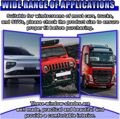 Car Windshield Sun Shade, Foldable Automotive Front Window Heat Blocking Sun Shield, Universal Reflective Vehicle Interior Protective Cover for Car, SUV, Truck (65×36 inch) - Image 6