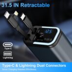 5-in-1 120W 30-Minutes Fast Flash Charging Retractable Car Charger, Wireless Bluetooth FM Transmitter, Type-C+USB-A Car Charger Adapter, Compatible with iPhone 17/16/15/14/13 Pro Max & Android Devices - Image 3
