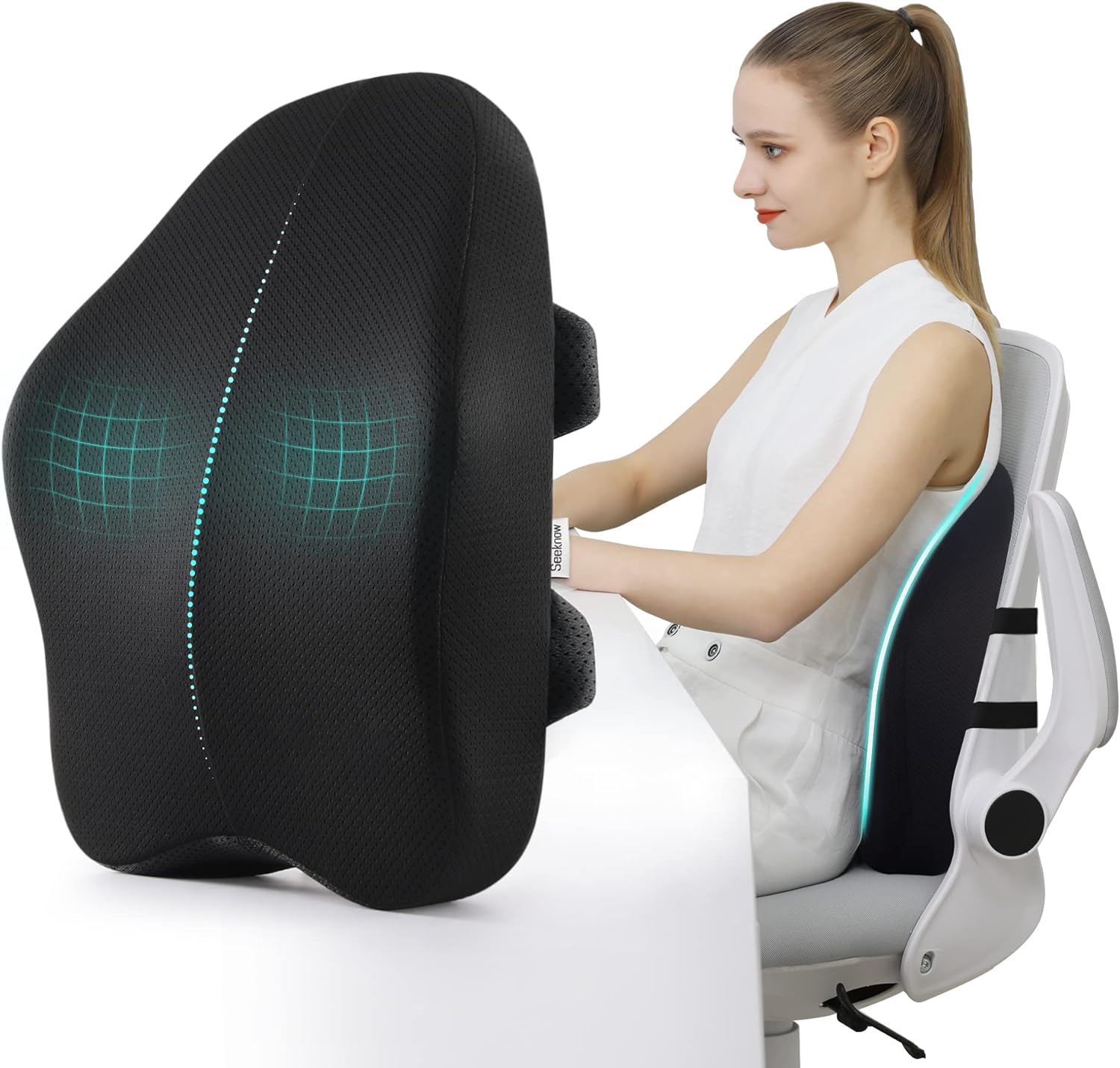 71nsUdLpoSL._AC_SL1500_.jpg Lumbar Support Pillow for Office Chair Back Support Pillow for Chair Car Seat Back Support Ergonomic Back Chair Pillow Desk Chair Back Cushion for Back Pain Back Rest Pillow Lumbar Back support - Image 1
