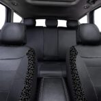 Flying Banner Carbon Fiber Leather Vehicle Seat Covers, Leopard Gray Black, Universal Fit - 8PCS - Image 6