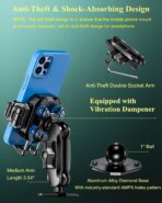 BRCOVAN Anti-Theft Phone Mount Holder with Vibration Dampener [Camera Friendly] [1s Lock & Release], with Aluminum Diamond Base & Medium Arm for Car Boat Truck Motorcycle UTV ATV Fit 5.4-7.2'' Phone - Image 3